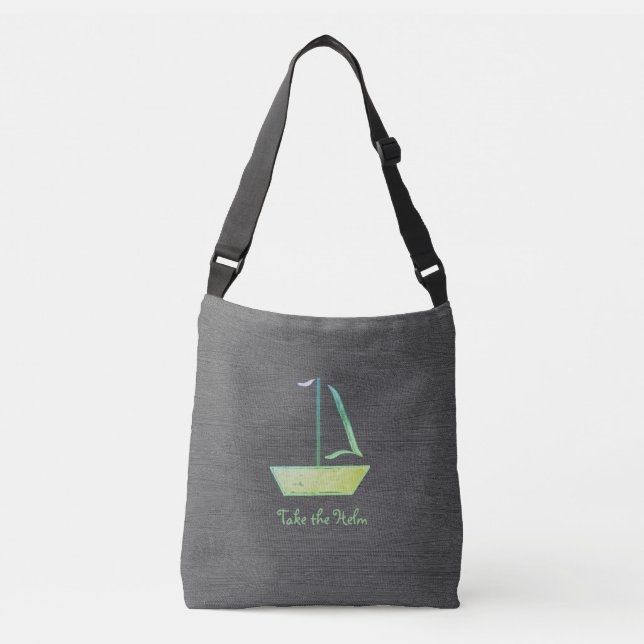 Tote-Tasche mit Schattierungen grüner Segelboote Tragetaschen Mit Langen Trägern (Vorderseite)