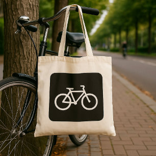 Tote Tasche mit schwarz-weißem Fahrradsymbol