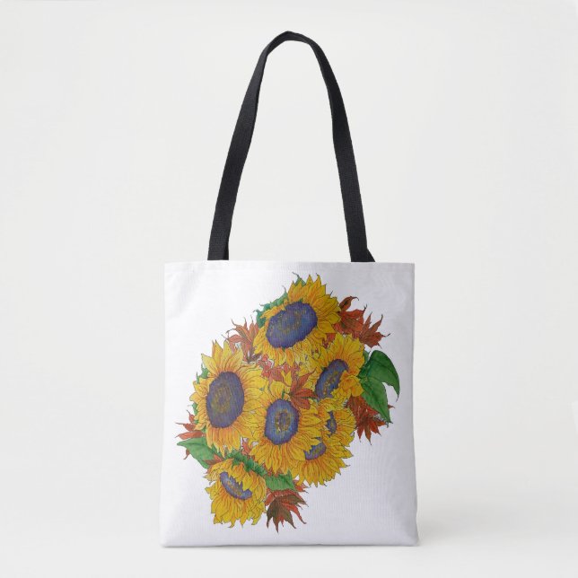 Tote-Tasche mit Sonnenblume gestrichen (Vorderseite)
