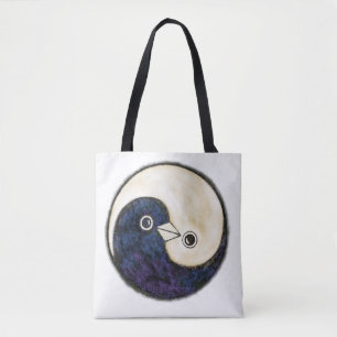 Tote Tasche mit Yin Yang Tauben Design