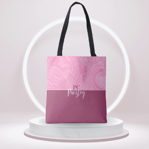 Tote-Tasche - Monogramm Rosa Marmor Zweiton