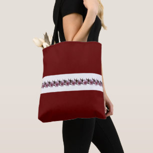 Tote Tasche - Pflaumenblüten auf weißem Streifen