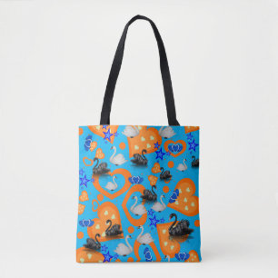 Tote Tasche Swan Orange Hearts