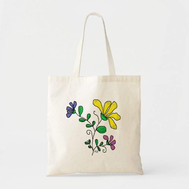 Tote with Whimsical Flower Design Tragetasche (Vorne)