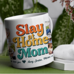 Töte-zu-Hause-Mama Personalisierte 8-Foto-Collage Kaffeetasse