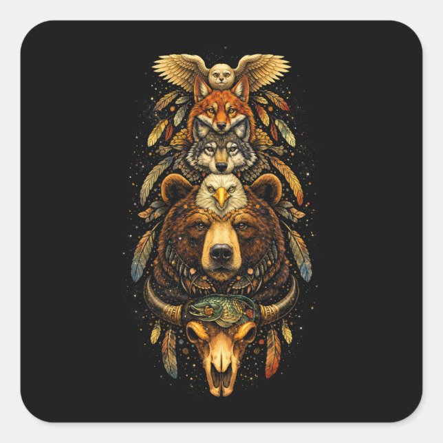 Totem Ascendant Quadratischer Aufkleber (Vorderseite)