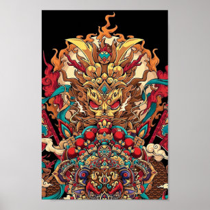 Totem des chinesischen Drachen, Tätowierkunst Poster