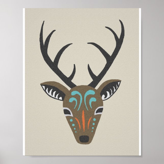 Totem des Hirsches Antler Moderne Wildtiere Grafis Poster (Vorne)