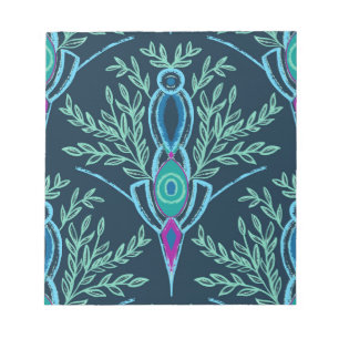 Totem-Design der Blätter in dunkelblau Notizblock