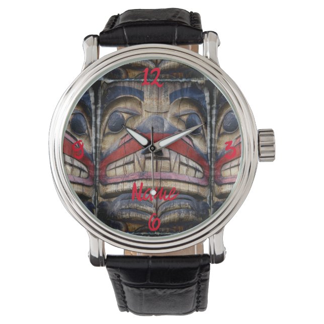 Totem Pole Face Thunder_Cove Armbanduhr (Vorderseite)