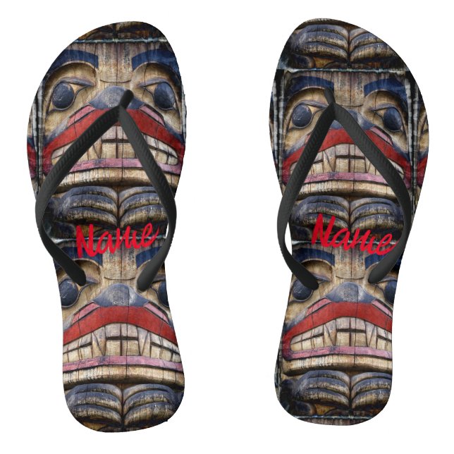 Totem Pole Face Thunder_Cove Flip Flops (Fußbett)