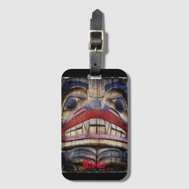 Totem Pole Face Thunder_Cove Gepäckanhänger (Vorderseite Vertikal)