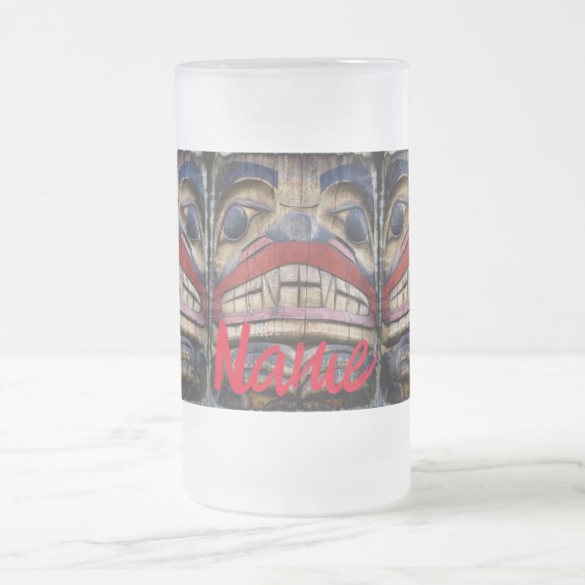 Totem Pole Face Thunder_Cove Mattglas Bierglas (Mittel)