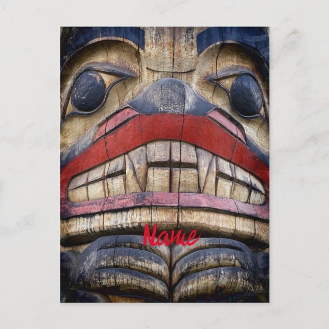 Totem Pole Face Thunder_Cove Postkarte (Vorderseite)