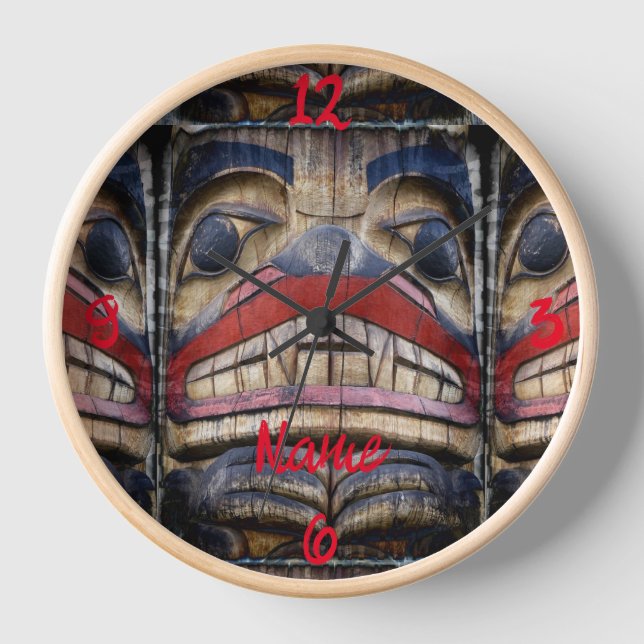 Totem Pole Face Thunder_Cove Uhr (Vorderseite)