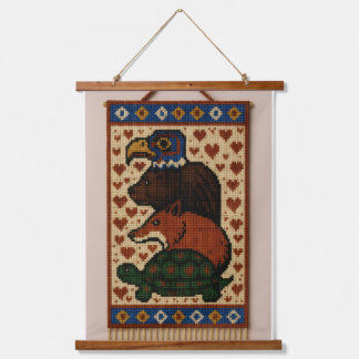 Totem-Tierperlen Wandteppich Mit Holzrahmen