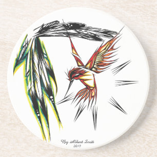 Totem-Untersetzer im Native-Kolibri-Stil Getränkeuntersetzer