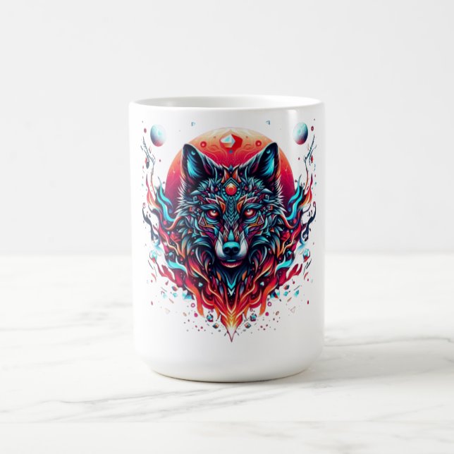 Totem von Solarwolf - Feuer- und Mondlicht-Fusion Kaffeetasse (Mittel)