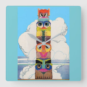 Totempol der 1920er quadratische wanduhr