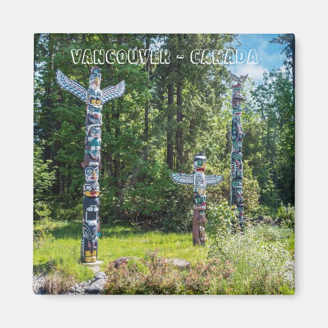 Totems im Stanley Park, Vancouver Canada Magnet (Vorne)