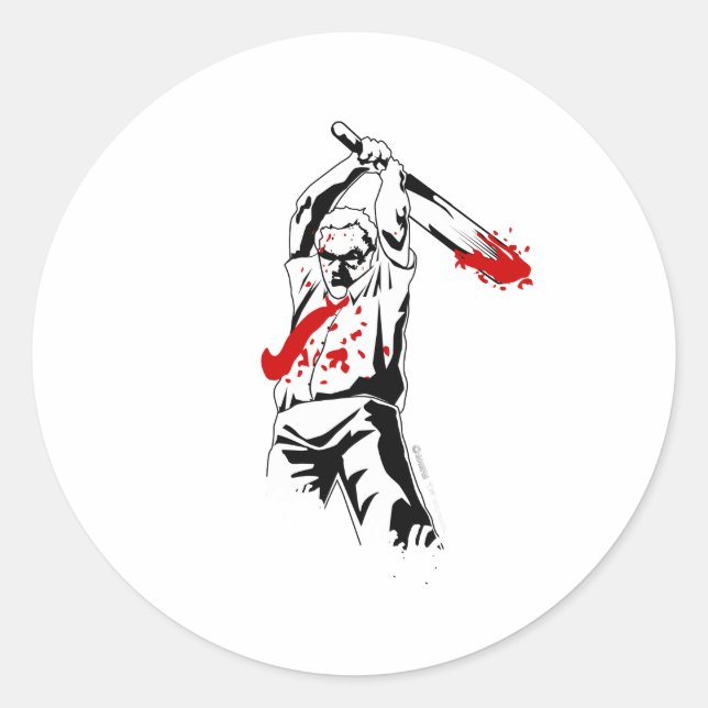 Töten Sie die Zombien - Totes Cricket Bat-Shirt Runder Aufkleber (Vorderseite)