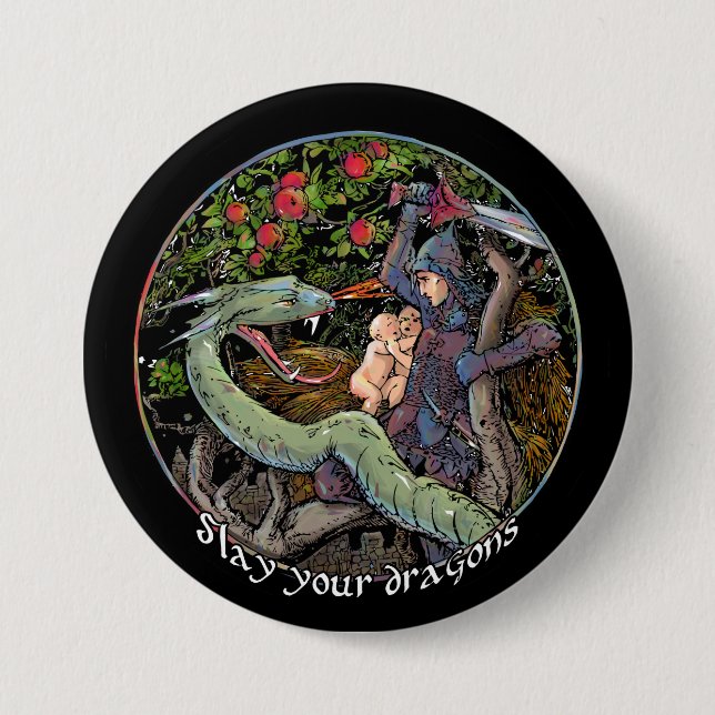 Töten Sie Ihre Drachen, Geschenk für Fans Button (Vorderseite)