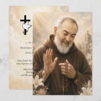 Totenandachtskarte für den Heiligen Padre Pio, 5x7 Einladung