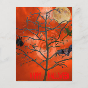 Totenbaum unter einer Orange Beängstigend Sky Post Postkarte