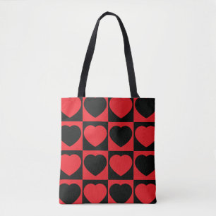 Totenbeutel mit schwarzen und roten Herzen