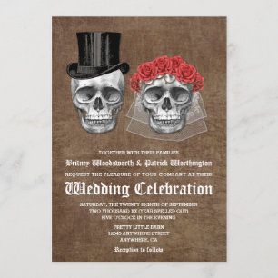 Totenfest-Schädelpaar-Hochzeitseinladungen Einladung