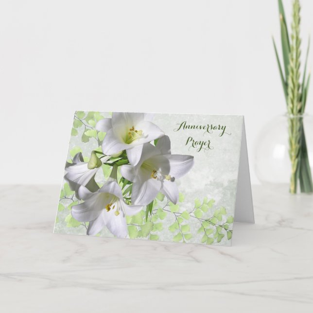 Totenjubiläum - Blume und Gebet der Weißen Lilie Karte (Vorderseite)