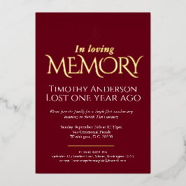 Totenjubiläum taub Foto dunkelrote Folie Folieneinladung