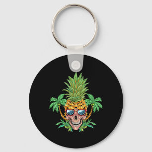 Totenkopf Ananas Aloha Strände Hawaiianische Blume Schlüsselanhänger