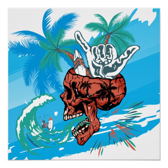 Totenkopf aus dem Paradies der Surfer Poster (Vorderseite)