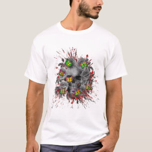 TOTENKOPF BLUMEN FARBENFROH SCHMETTERLING T-Shirt