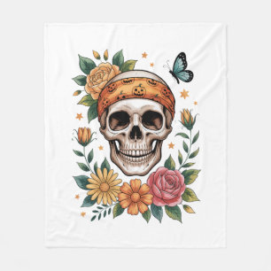 Totenkopf-Blumen-Halloween-Gruselig Fleecedecke