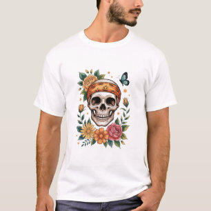Totenkopf-Blumen-Halloween-Gruselig T-Shirt