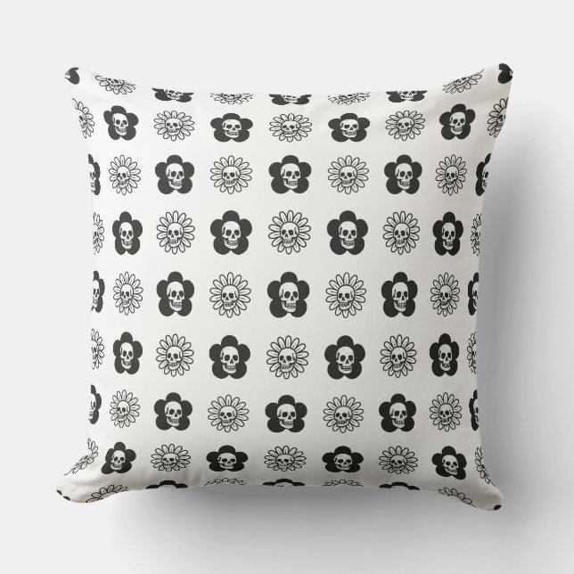 Totenkopf Blumen Kissen (Vorderseite)