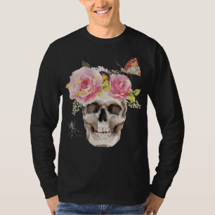 Totenkopf-Blumen-Schmetterling-Spinne-Halloween-Ge T-Shirt