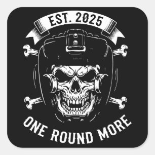 Totenkopf Boxer Helm Vintage Kampfsport Design Quadratischer Aufkleber