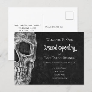Totenkopf Budget Eröffnungsfeier Schwarz-Weiß-Täto Postkarte
