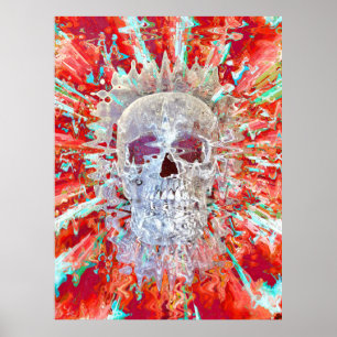 Totenkopf Bunt Pop Art Psychedelische Surrealistis Poster