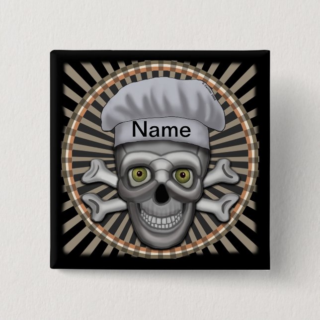 Totenkopf-Chef-Viereck-Spinne Button (Vorderseite)