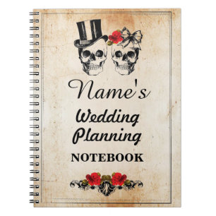 Totenkopf-Cream-Hochzeitsplanungsnotizbuch Notizblock
