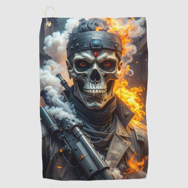 Totenkopf des Verderbens Golfhandtuch (Vorderseite)