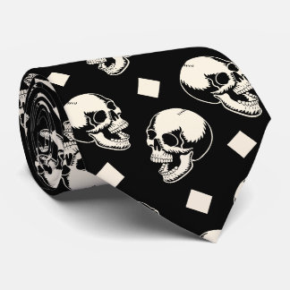 Totenkopf Diamantmuster Halloween-Feier Krawatte