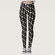 Totenkopf Diamantmuster Schwarz Halloween Leggings