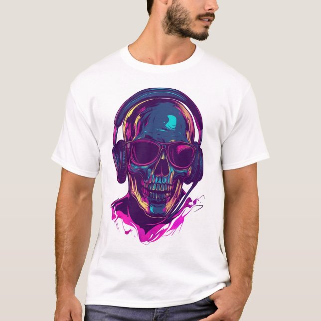 Totenkopf-DJ-Vibes T-Shirt (Vorderseite)
