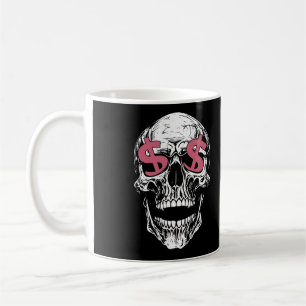 Totenkopf & Dollar Augen Tasse – Dunkle Geld Vibes