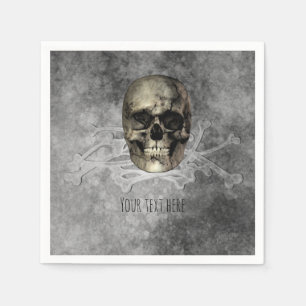 Totenkopf & ein Haufen Knochen Halloween-Gotik-Par Serviette